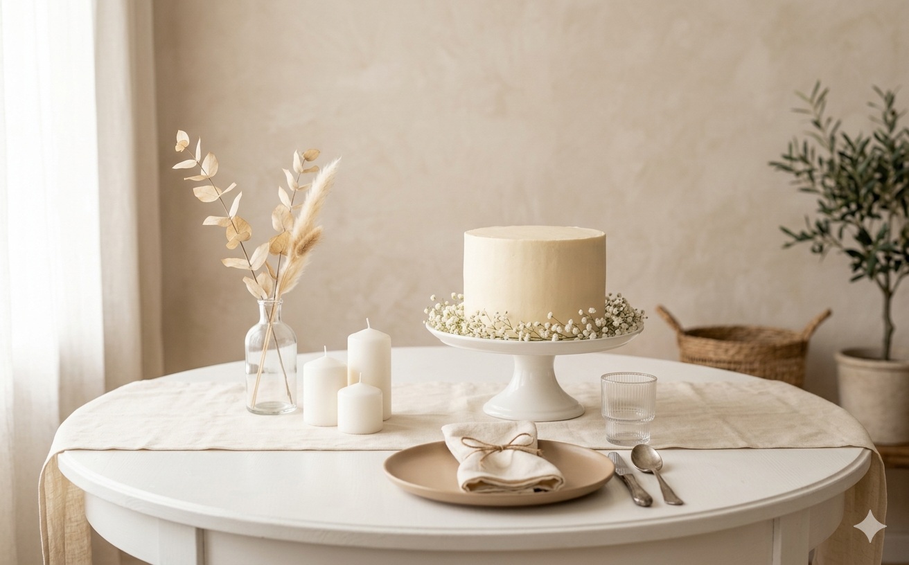Minimal baby shower με ουδέτερη παλέτα και λιτή διακόσμηση